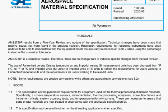 SAE AMS 2750F:2020 pdf free