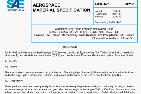 SAE AMS 4144G:2020 pdf free