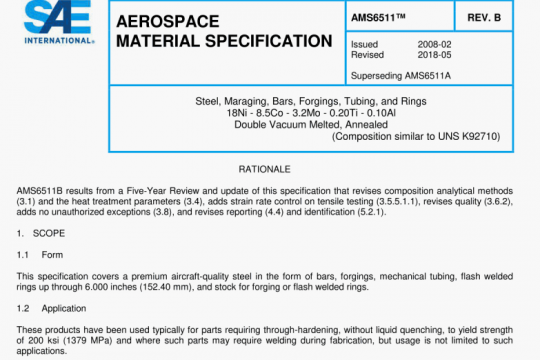 SAE AMS 6511B:2018 pdf free